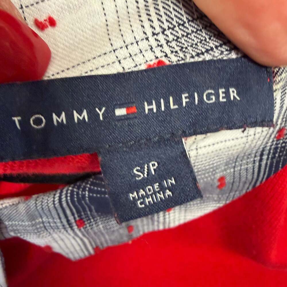 Tommy Hilfiger Red Plaid Layered Look Sweater Size S/P - Picture 6 of 8